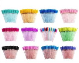 Makeup brushes White Crystal Glitter Eyelash Mascara Wands Mini Colourful Eye Lashes Spoolie Brush Eyebrow Comb Beauty Tools6262276