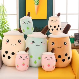 Factory wholesale 16 styles 25cm milk tea cup plush toy cute throw pillow cushion doll valentine's day gift kids toys
