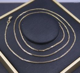 Chains Real Pure 18K Yellow White Gold Chain Women Lucky 1.1mm Box Link Necklace 4.6-4.8g/50cm