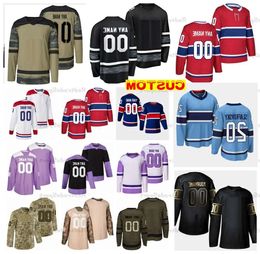 Reverse 2024 Retro Custom Hockey Jerseys Slafkovsky Caufield Price Gallagher Suzuki Anderson Camo Fights Cancer Dach Harvey-Pinard Dvorak Hig