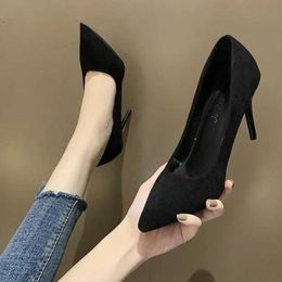 Dress Shoes New Black 6cm Elegant High Heels Stiletto Womens Shoes Pointed Black Etiquette Professional Single Shoes Wedding Shoes