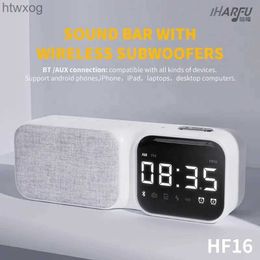 Portable Speakers HF16 Outdoor Music Use Loudspeaker TF Card Slot AUX Jack HI-FI Sound Subwoofer Stereo Wireless Bluetooth Speaker LED Alarm Clock YQ240124