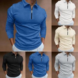 Men's Polos 2024 Autumn And Winter Fashion Casual Zipper Long Sleeve POLO Shirt T-shirt