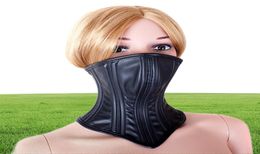 Deluxe maschera in finta pelle collare bondage schiavo fetish giochi per adulti giocattolo BT02936862216