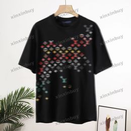 xinxinbuy 2024 Men designer Tee t shirt Colourful letter gradient printing 1854 lovers women orange black white blue red XS-L