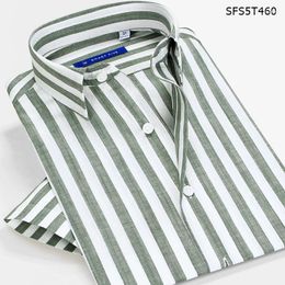 Men's Casual Shirts Smart Five Cotton Men Shirt Striped 2024 Short Sleeve Slim Fit Dress Male Brand Imported Clothing Camisa Masculina