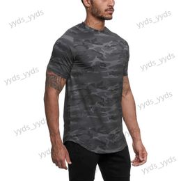 Men's T-Shirts 2022 Camo Sport Shirt Men Short Sleeve Workout Gym TShirt Men Compression Running Tshirt Men Fitness Tops Sport T Shirt T240124