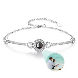 Bracelets Personalised Bracelet with Picture Inside Custom Projection Heart Bangle with Photo I Love You Memorial Gifts for Women Girls