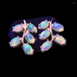 Stud Earrings Natural Real White Opal Earring Leaves Style 925 Sterling Silver 0.2ct 10pcs Gemstone Fine Jewellery J24137