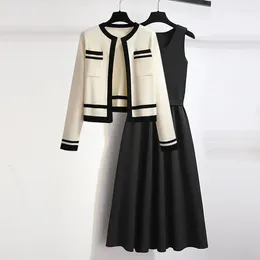 Work Dresses 2024 Spring/Autumn Korean Edition Skirt Women's Fashion Versatile Style Top Coat Casual Slim Two Piece Set XXXXL