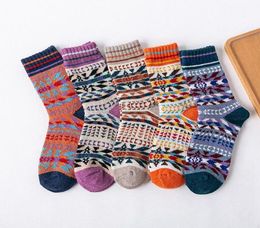 5 Pairs New Winter Warm Soft High Quality Men039s Socks Vintage Wool Socks Christmas Casual Colorful Women9502788