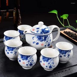 Teaware Sets Blue And White Porcelain Tea Set Include 1 Pot 6 Cup High Quality Elegant Beautiful Easy Teapot Kettle Teaset