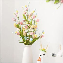 Decorative Flowers Wreaths Artificial Realistic Diy Easter Egg Flower Branch Decoration For Party Maintenance- Festive Drop Delivery H Otzpv