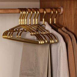 10pcs Matte Gold Hanger Clothes Horse Aluminum Alloy Drying Rack Anti -slip Dress Towel Hangers Wardrobe Space Saver Organizer 240118