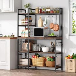 Kitchen Storage Tribesigns Bakers Rack With For 43 Inch Wide Large Racks Shelves 5-Tier Tall Utility Organizers