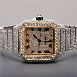 Orologio con diamanti completamente ghiacciati Hip Hop unisex VVS Moissanite con test di superamento personalizzato in fabbrica