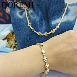 Bracelets DOREMI 6MM Thick Letters Bracelet Necklace Tennis Chains Bracelet Women Custom Jewellery Gift Designer Heart Name Bracelet