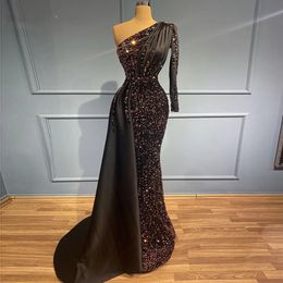 New Arrival Women's Evening Dress Sequin One Shoulder Mermaid Princess Prom Formal Party Gowns Robe De Soiree Vestidos De Feast