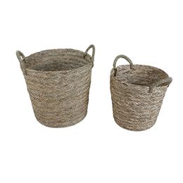 Grass belly basket Pot Laundry straw woven Wicker Rattan seagrass storage basket for plants