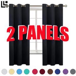 Curtain 2 Panels Blackout Curtains for Living Room Thermal Insulation Bedroom Curtains All Size All Clolor 240119