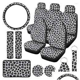 Car Seat Covers Ers 15Pcs Leopard Print Er Kit Steering Wheel Belt Pads Coasters Armrest Pad Keychain Drop Delivery Automobiles Motorc Ot68J