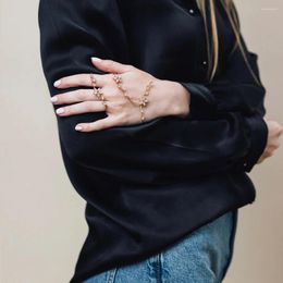 Bangle XSBODY Luxury CZ Zircon Flower Plam Bracelet Link Finger Ring One Piece Jewellery Trendy Handlets For Women