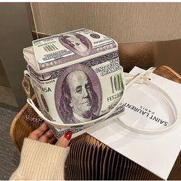 Women's Pu Messenger Bag 2020 New Fashion Creativity Dollars Printing Shoulder Bag Female Chain Crossbody Women Handbag173j