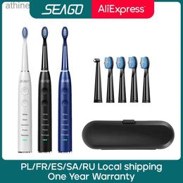 Electric Toothbrushes Replacement Heads SEAGO Sonic Toothbrush Upgraded Adult Waterproof USB 360 Days Long Standby Time With5 Brush Head Best YQ240124