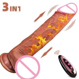 Vibrators Realistic Dildo Vibrator for Women Sex Toys Heating Big Cock Remote Control Penis Telescopic Vibrators Anal Female Stimulator