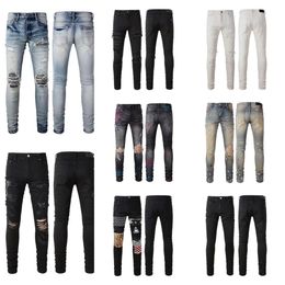 Millennial jeans designer maschile jeans skinny design color long hippy remoder ricami slim fit denim pantaloni da strada dritti pantaloni magri pantaloncini da uomo all'ingrosso 28-40