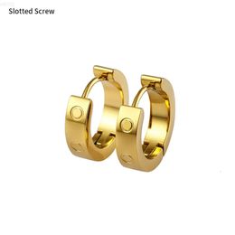 Hot Sale Luxury Designer Jewellery Stainless Steel Lover Earrings Cz with Inlaid Zircon Screw Love Hoop Earrings for Girls Women