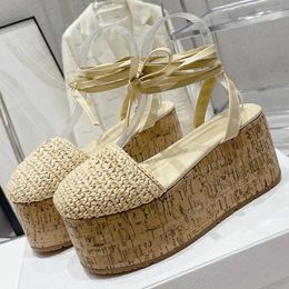 Sandals Sandal Women Summer Unique Handmade Weave Upper Platform Toe Wrapping Thick Bottom Female Shoes Fashion Retro Fairy