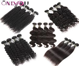 Brazilian Virgin Hair Body Wave Straight Deep Water Wave Kinkly Curly Human Hair Extensions 10a Grade Weft Weave 3 4 Bundles Natur5413254