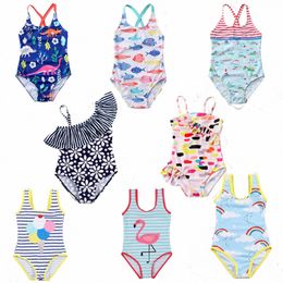 Baby Girls Swimwear One-Pieces Kids Designer Swimsuits Toddler Children Bikinis Cartoon Printed Swim Suits Clothes Beachwear Bathing Summer Clothing 3 B1iv#