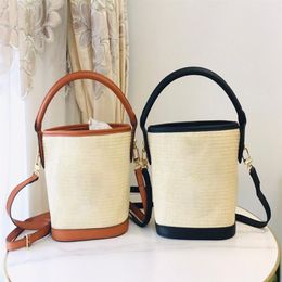 Beach straw woven bag casual rattan women's handbag wicker woven women's tote bag large capacity ladies bucket bag trave3037