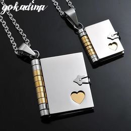 Necklaces 2024,"Love Letter" Book Pendants COUPLE NECKLACES,Korean Stainless Steel Lovers Jewelry Christmas Gift Men Women Wholesale WP264