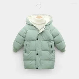 Down Coat Winter Children Outerwear Thicken Kids Coats Boys Girl Solid Warm Long Hooded Jacket Windproof Parkas Teenager Clothes