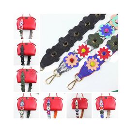 Colourful Flowers Bag Strap Strap You Handbag Message Bag Strap Spring PU Leather Shoulder Bag Straps Floral Slingbag Strap Accessories BJ