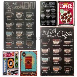 Metal Painting Coffee Menu Poster Metal Tin Sign Vintage Cafe Decoration Plaque Fast Food Restaurant Home Kitchen Wall Art Decor Iron Plate