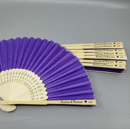 Personalized Silk Fan Cloth Hand Fan Customized Bride Groom039s Name Wedding Gift Wedding Favor2587979