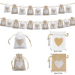 10-20 pieces/batch natural linen Burlap bags Jute gift bags drawstring wedding party Jewellery travel storage bags Candy bags 240124