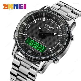 Armbanduhren SKMEI Top Quarz Elektronische Uhr für Herren 3Zeit LED Stoppuhr Digital Dual Display Sportuhren Mann