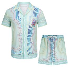6 Men's Tracksuits Mens Hawaiian Beach Sets Vacation Shirts For Men And Women Colour Blocking Printed Shorts Set#06