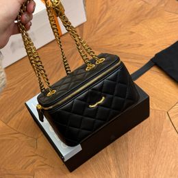 Makeup Bag Designer Womens Shoulder Bag Leather Diamond Gold Hardware Metal Buckle Top Luxury Tote Small Gold Post Matelasse Chain Crossbody Bag Card Sacoche 17cm