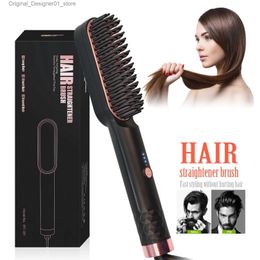 Hair Straighteners 3 in 1 Multifunctional Hair Straightener Comb Brush Beard Straightening Men Women Ceramic Electric Hot Comb Hair Quick Styler Q240124