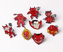 Hell Devil Imp Enamel Pins Red Fire Head Vampire Badge Brooch Denim Shirt Backpack Fashion Jewellery Gift For Friends Men1224818