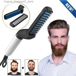 Hair Straighteners Electric Hair Comb Brush Quick Beard Straightener Men's Hair Straightening Flat Iron Heated Hair Comb Show Cap Styler for Men Q240124