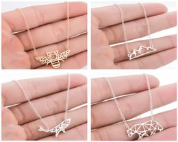 Jisensp Collier Femme Gold Chain Origami Polar Women Jewelry Geometric Animal Bee Necklace Pendants Collares Gift1941826
