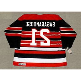 Customise Mens 1950 Fred Sasakamoose 21 Hockey Jerseys Vintage Black Red Stitched CCM Shirts M-Xxxl Hig