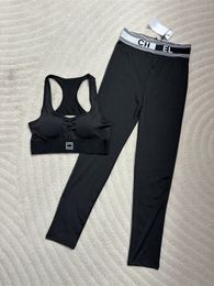 Fashion Designer Yoga Workout Kit Sexy Women Tracksuit Cut Halter Vest Slim Leggings with Chest Pad